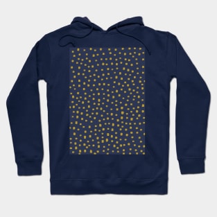 Mustard Yellow Spots on Dark Blue Hoodie